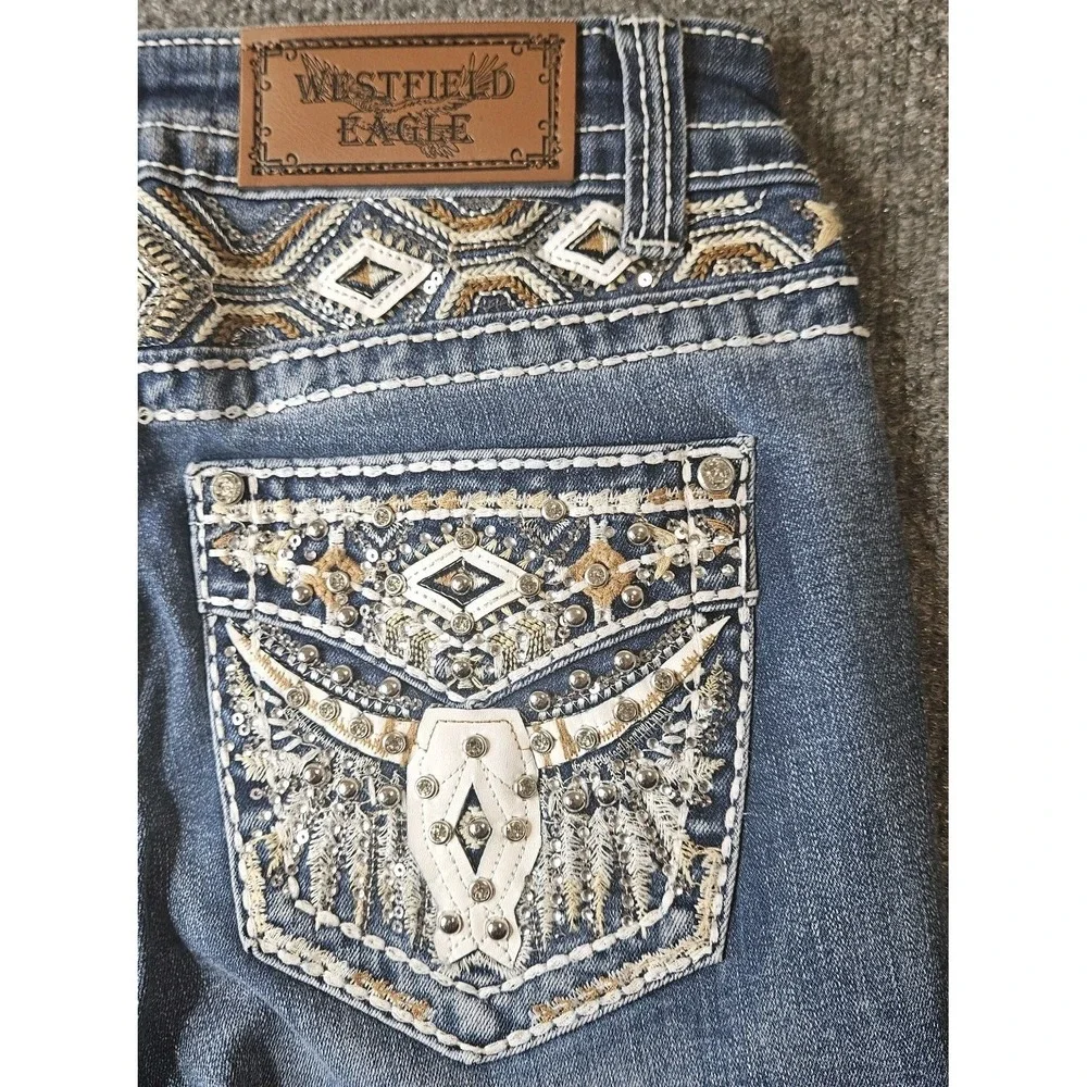 NWT Westfield Eagle Womwns Jeans Bootcut Western Bling‎ Rodeo Embellished Size 5